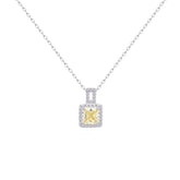 Asfour Crystal Chain Necklace With Yellow Square Pendant In 925 Sterling Silver-ND0450-Y